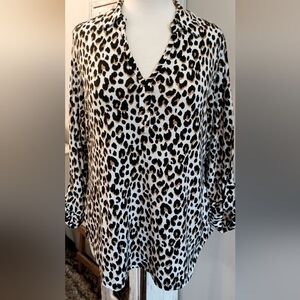 Kim Rogers Leopard Print Women's Top Sz Lg #0667